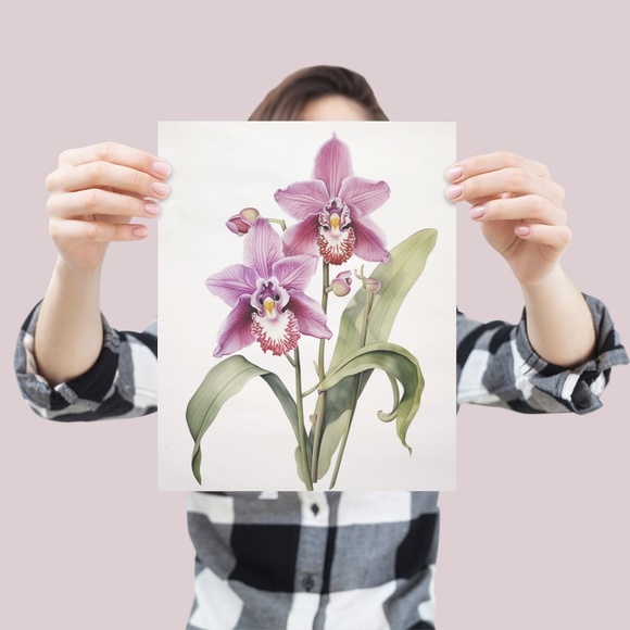 Watercolor Orchids Wall Art Illustration Print Poster Unframed - Picture 4 of 6